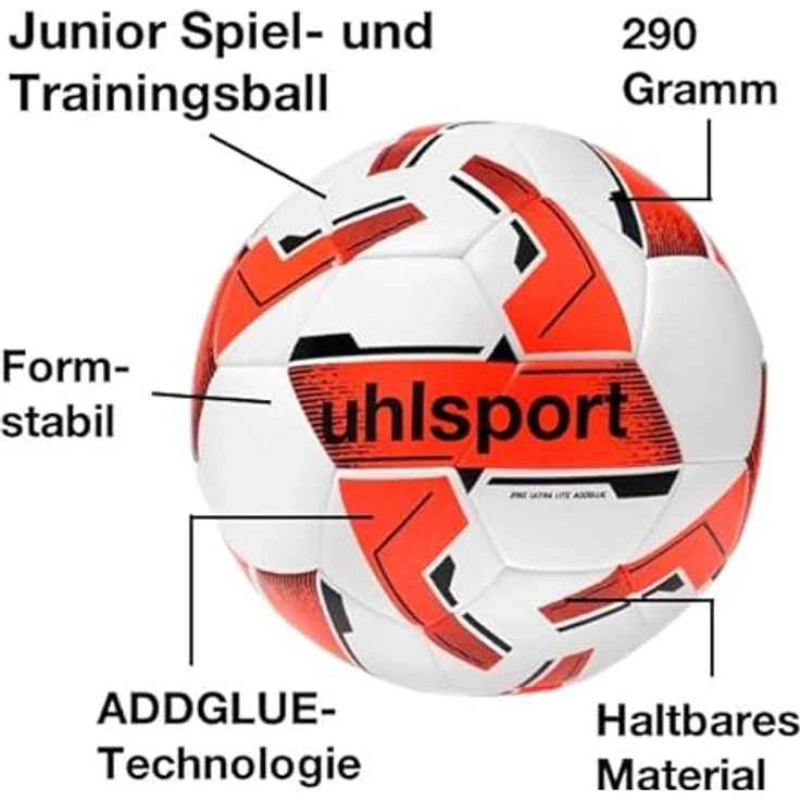 uhlsport Fußball 290 Ultra Lite Addglue, 44% leichter als Seniorenbälle für junge Spieler – Bild 2