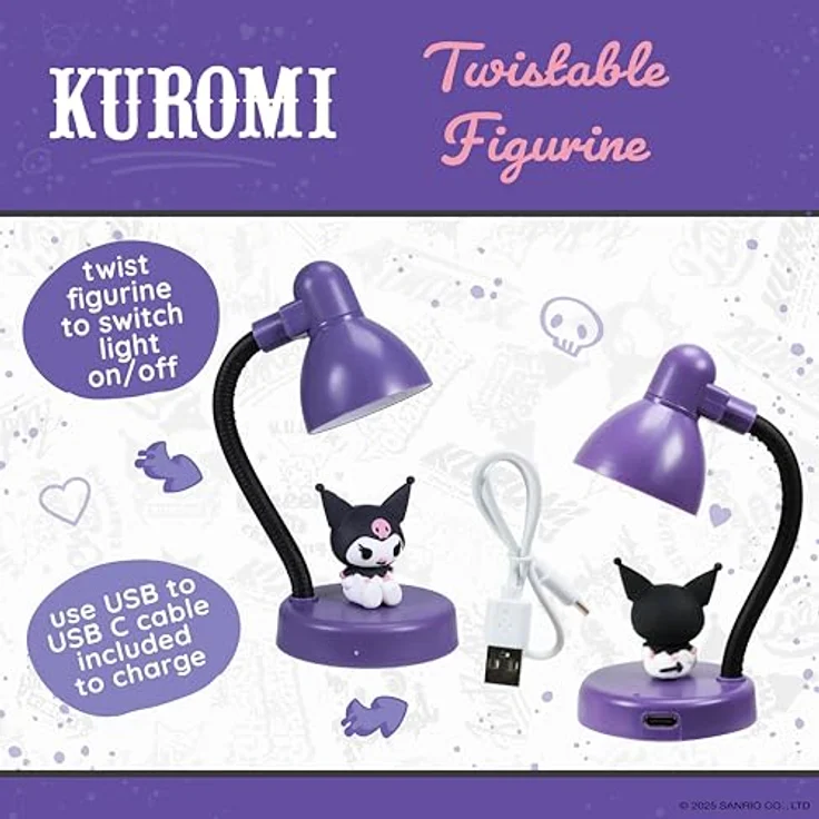 BlueSkyStudios Sanrio Mini LED-Lampe Kuromi Ver. 2, 11 cm, dekorative Tischlampe – Bild 4