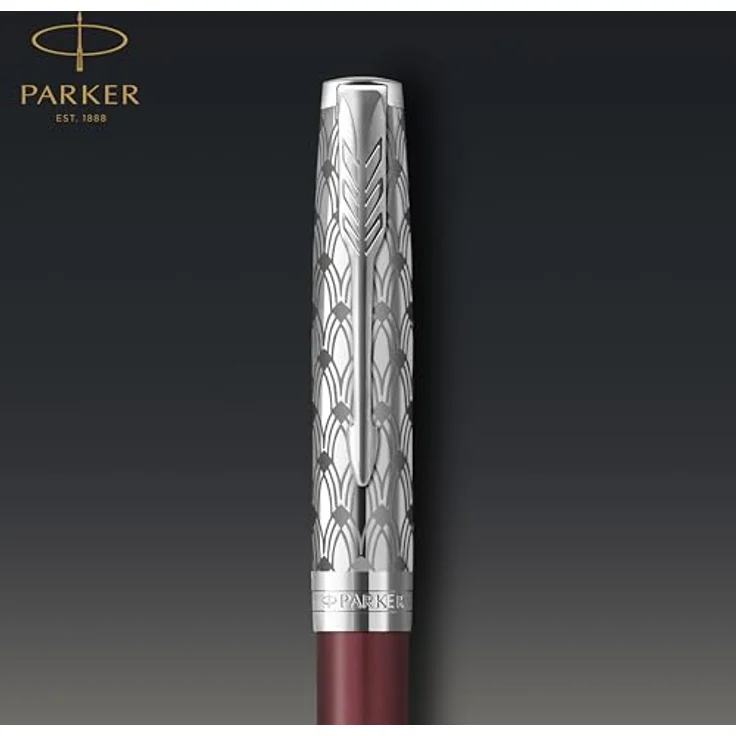 Parker Sonnet Premium Kugelschreiber, Edelstahl mit rotem Finish, M-Mine – Bild 6
