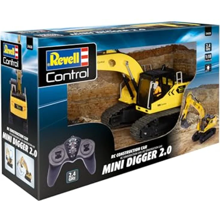Revell Control RC Construction Vehicle Mini Digger I Maßstab 1:18 I 2.4 GHz Fernsteuerung I Robuste Metallkomponenten I Li-Ion Akku – Bild 1