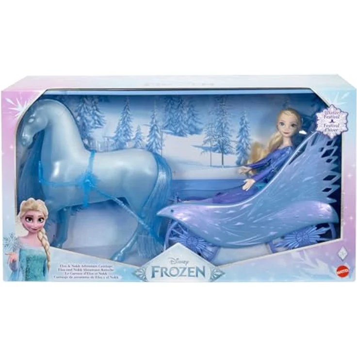 Mattel® Anziehpuppe Disney Die Eiskönigin Elsa mit abnehmbarem Kleid, Nokk und Abenteuer-Kutsche – Bild 6