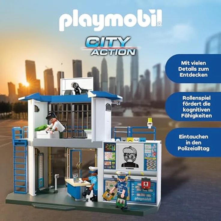 PLAYMOBIL Action Heroes Polizeiwache mit Fahndungsraum, Polizei-Spielzeug für Kinder ab 4 Jahren mit vielen realistischen Funktionen und spannenden Details, 71874 – Bild 3