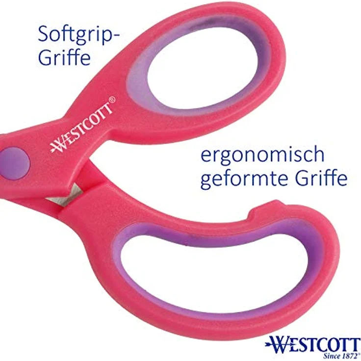 WESTCOTT Sporty Softgrip Kids, Kinderschere für Rechtshänder, rosa, ergonomischer Softgrip, rostfreie Stahlklingen mit Gymnastik-Motiv, 13 cm Länge – Bild 4