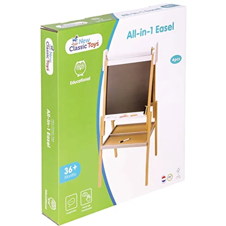 Mercator Medical New Classic Toys Blackboard, Magnetisches Whiteboard mit Kreiden, Marker und Schwamm, höhenverstellbar (110-114,5 cm) – Bild 9