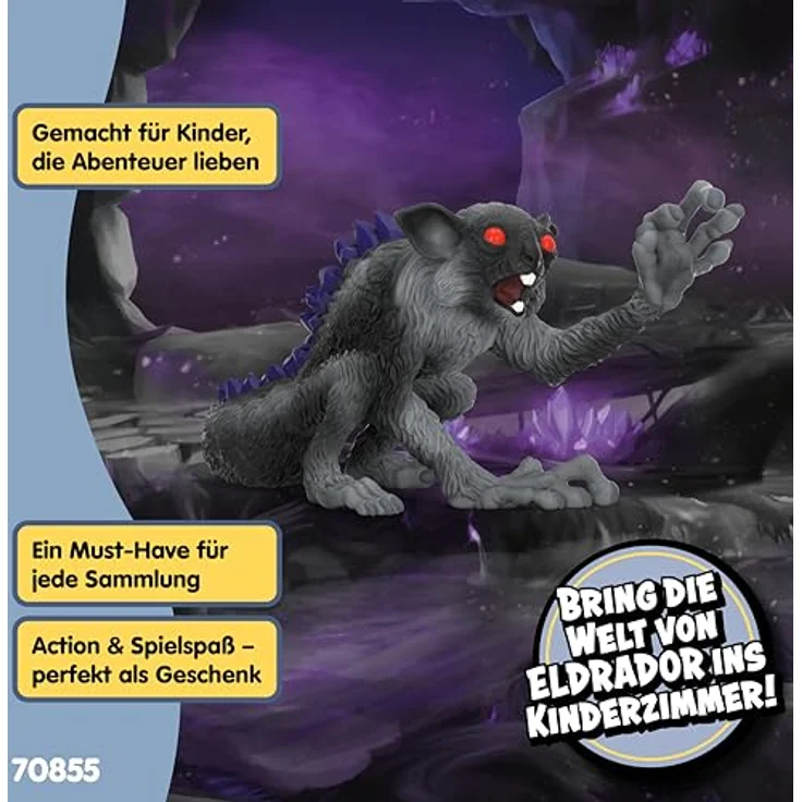 Schleich Schatten Lemur (70855) Eldrador Creatures, detailreiches Spielzeug mit tiefschwarzem Fell, perfekt für Abenteuer in der Schattenwelt – Bild 7