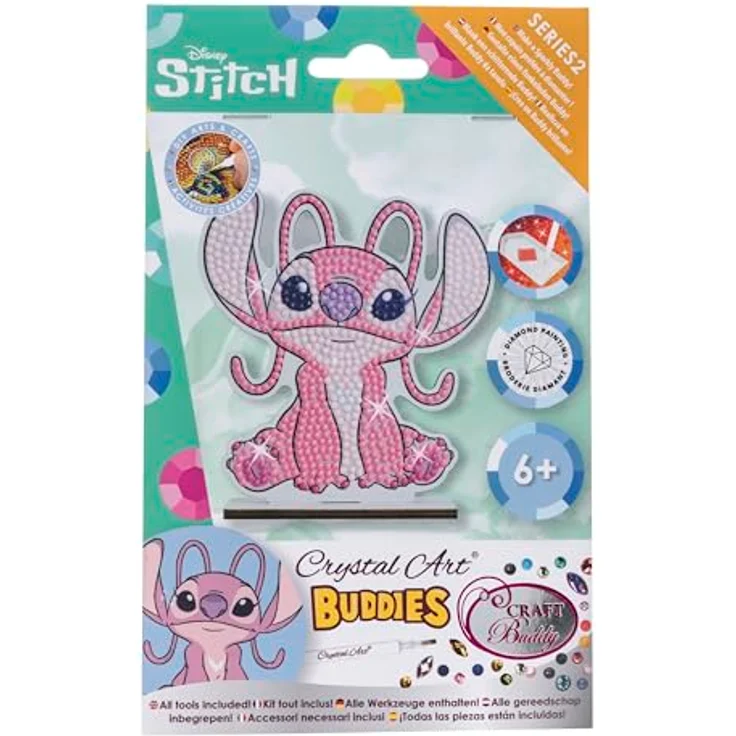 CRYSTAL ART Disney Angel Diamantfiguren-Set, Bastelset mit vorgeklemmter Holzfigur, inkl. Strasssteine und Zubehör – Bild 3