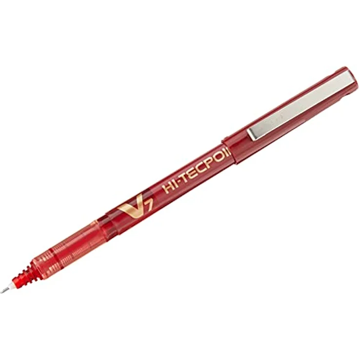 Pilot Cf12 Rolle Hi-tecpoint V7, Tintenroller mit feiner 0,5 mm Strichbreite, rote Tinte, 12er Pack – Bild 1