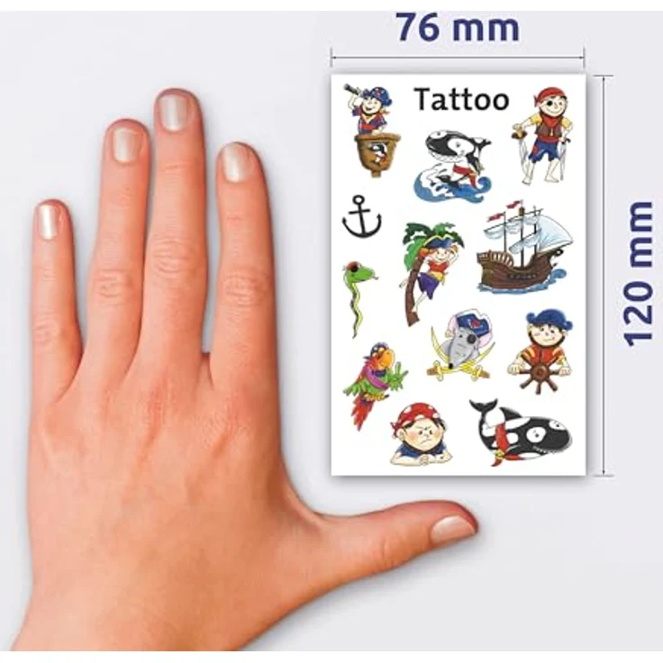 Avery Zweckform Kindertattoo Piraten 56683, Temporäre Tattoos für Kinder, dermatologisch geprüft, einfach aufzutragen und zu entfernen – Bild 3
