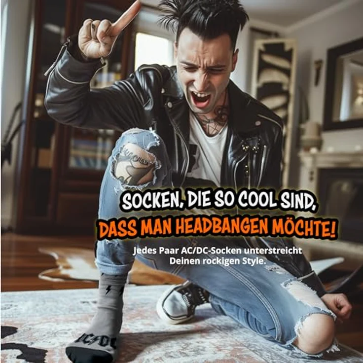 United Labels AC/DC Adventskalender mit 12 Paar Socken Größe 40-45 für Herren Rockband Weihnachtskalender mit Sneakers und langen Socken – Bild 3