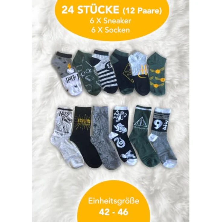 Sockswear HARRY POTTER Socken Adventskalender, Größe 42-46, mehrfarbig, Material: 75% Baumwolle, 22% Polyester, 3% Elastan – Bild 2