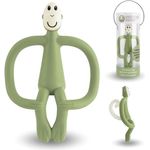 Matchstick Monkey - Beißring Affe Original - Baby Zahnungshilfe, weiche Noppen, 100% Silikon, BPA-frei, ab 3 Monaten (olivgrün)