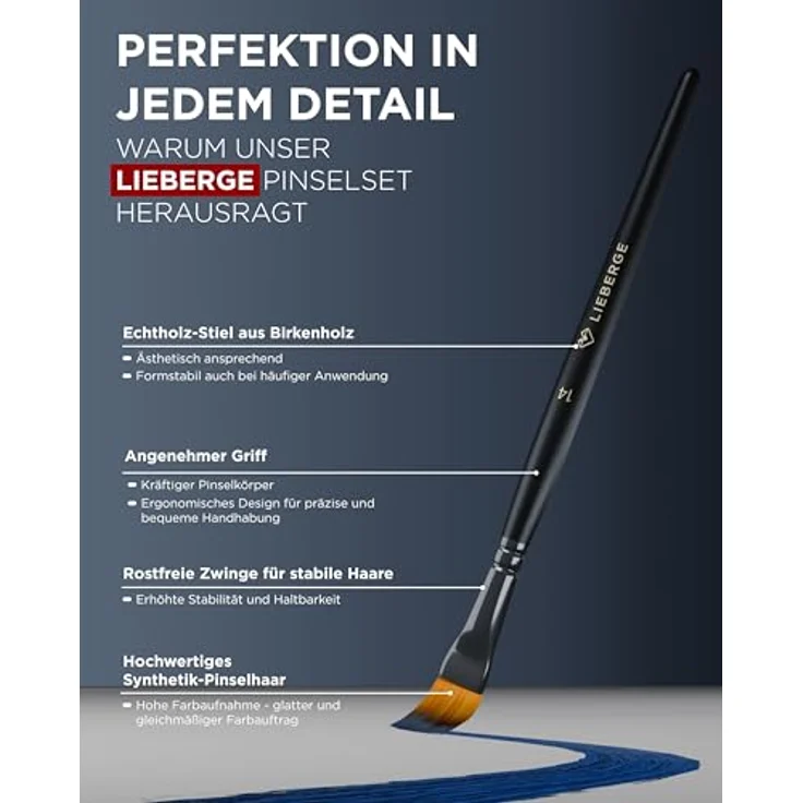 LIEBERGE Künstlerpinsel Set 12 Pinsel, Premium Qualität mit Strong Hair-Technologie, kein Haarverlust, für Acryl, Aquarell, Öl und Gouache – Bild 5