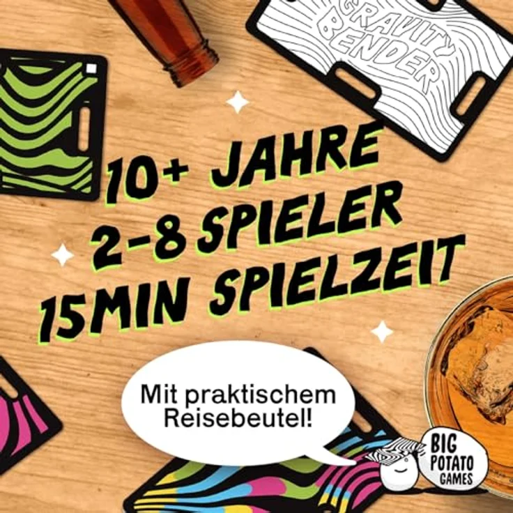Big Potato Cards vs Gravity, Kartenspiel für 2-8 Spieler mit Dosenadapter und Reisetasche, farbenblindfreundlich – Bild 2