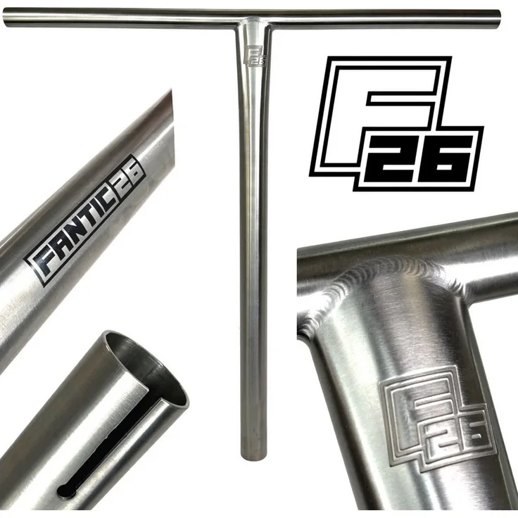 Fantic26 Themis Titan Stunt-Scooter HIC Bar 35 Raw, Ultraleicht mit 3D F26 Logo, Titan Lenker 55cm