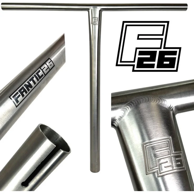Fantic26 Themis Titan Stunt-Scooter HIC Bar 35 Raw, Ultraleicht mit 3D F26 Logo, Titan Lenker 55cm