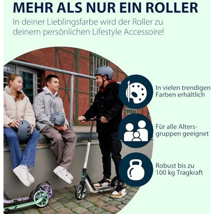 Hudora Cityroller BigWheel® 205 Advanced, einklappbarer und höhenverstellbarer Kick-Scooter für max. 100kg, Mattschwarz  – Bild 7