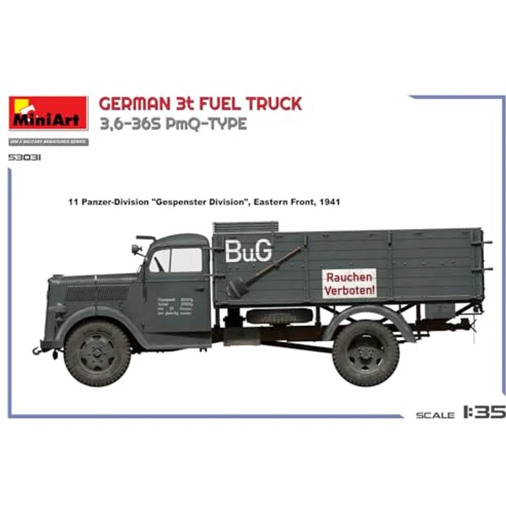 MiniArt Opel Blitz 3t Tankwagen 3,6-36S PmQ-Typ, Modellbauset 1:35 mit Zubehör und 2 Figuren – Bild 4