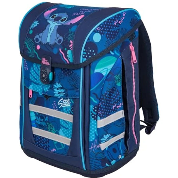 Familando McNeill Mädchen Schulranzen 1. Klasse Disney Lilo & Stitch ergonomischer Tornister 6-teilig (blau violett rosa gemustert) – Bild 5