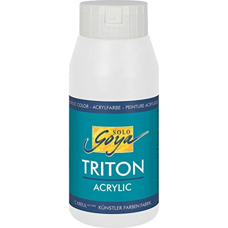 KREUL Solo Goya Triton Acrylfarbe, 750 ml Flasche, weiß, schnell und matt trocknend, vielseitig einsetzbar, gut deckend und ergiebig, Wasserbasis – Bild 1