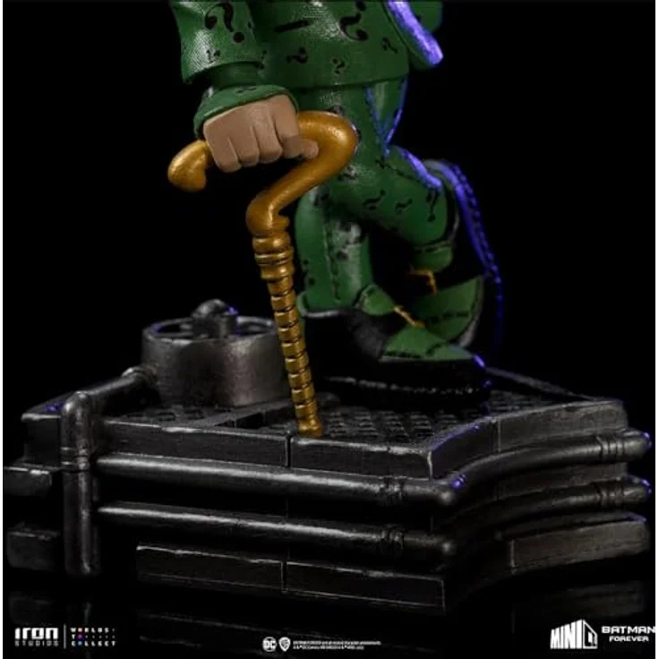 Iron Studios MiniCo Riddler Statue, 15cm detailreiche Figur aus Batman Forever mit grünem Anzug und Bowlerhut – Bild 8