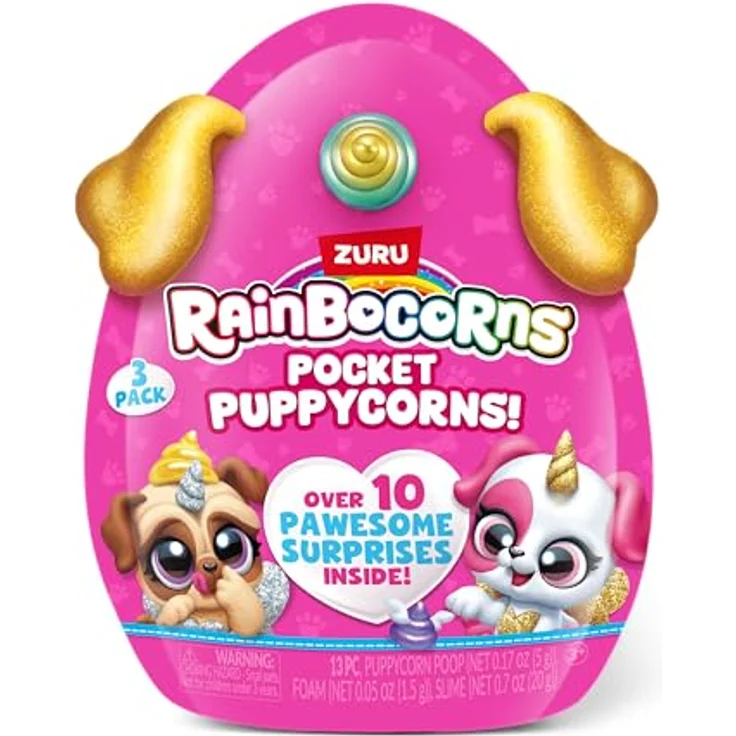 Rainbocorns Pocket Puppycorns 3er-Pack, Überraschungs-Spielzeug mit 10 Überraschungen, Miniatur-Welpen mit Wackelkopf, Hündchen-Figuren für Mädchen – Bild 2