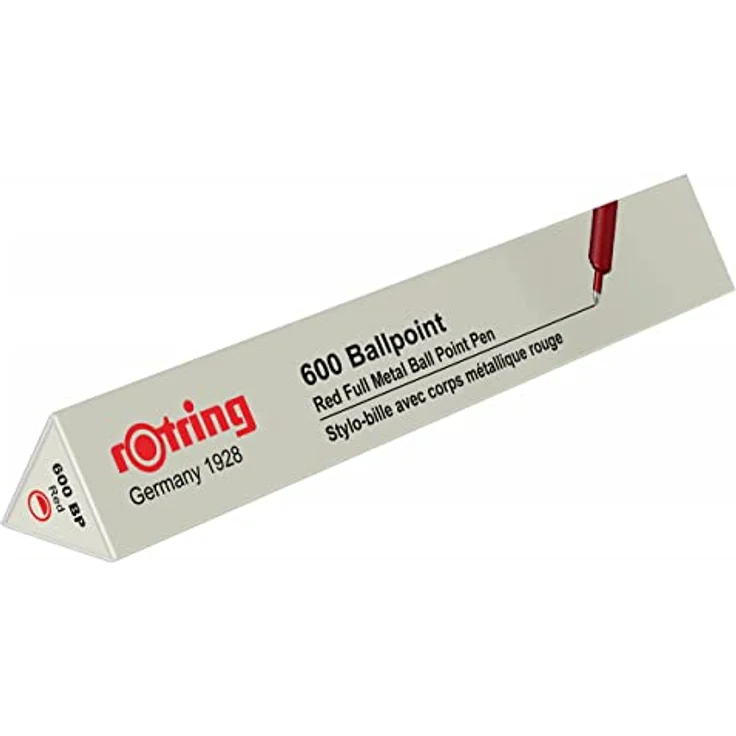 Rotring 600 Metallic M, Metallkugelschreiber mit präzisem Minenvorschub und Radiergummi, rot – Bild 3