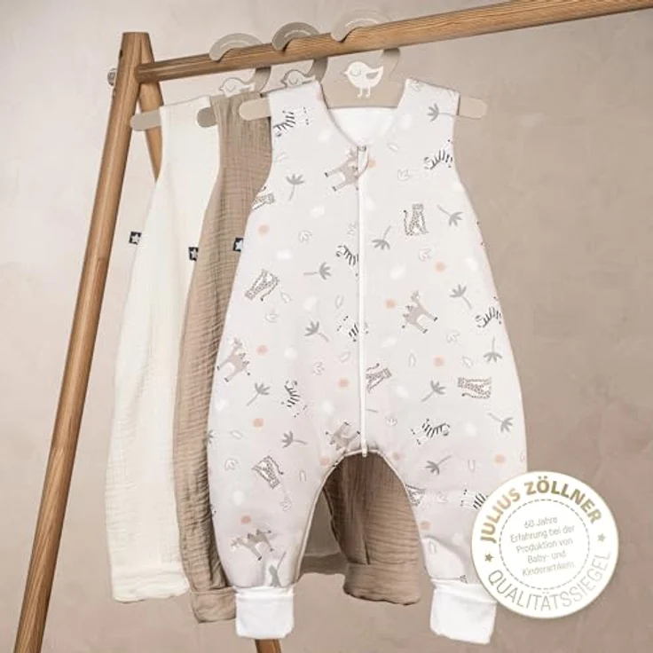 Julius Zöllner Schlafoverall Jumper Jersey, warme Füllung 2,5 TOG, waschbar bei 60°C, Made in Germany, OEKO TEX Standard 100, Savanne beige, Gr. 80 – Bild 3