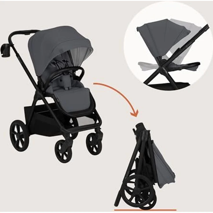 Lionelo Carmine 3in1 Kombikinderwagen mit i-Size Autositz, Babywanne & Buggy, GravelTech Räder, Federung, UPF50+, Grau – Bild 12