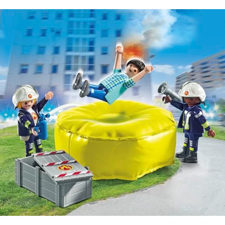 PLAYMOBIL Action Heroes 71465 Feuerwehrleute mit Luftkissen, Spielzeugset mit Helmen, Megafon und Feuerlöscher für Kinder ab 4 Jahren – Bild 3