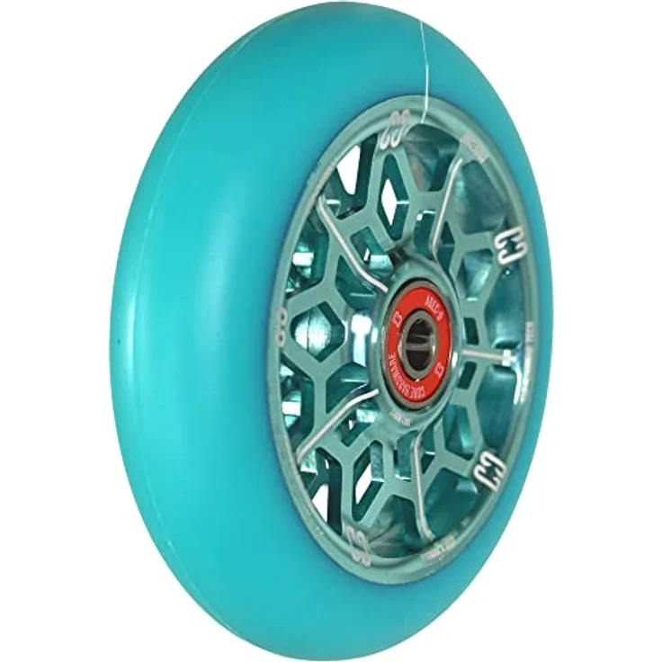 Core Action Sports Stuntscooter Core Hex Hollow Stunt-Scooter Rolle 110mm Mint Blau- Leichte Aluminium 6061 Rolle mit ABEC-9 Kugellagern – Bild 5