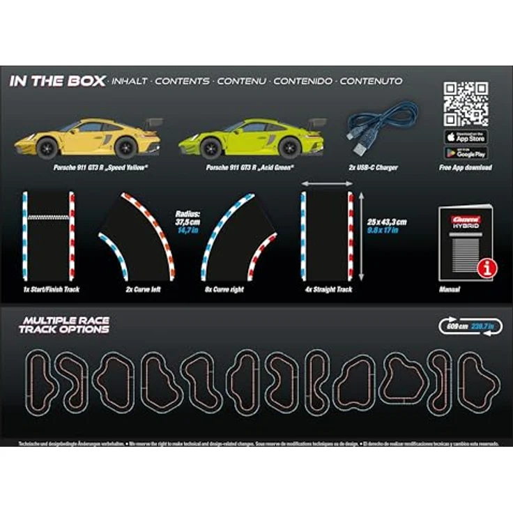 Carrera HYBRID Speedway to Hell I Rennspaß der neuen Generation - Legendäre Rennboliden Porsche 911 GT3 R im Maßstab 1:50 - Hybrid Technologie mit KI-Unterstützung - Steuerung per Smartphone-App, rot und schwarz – Bild 5
