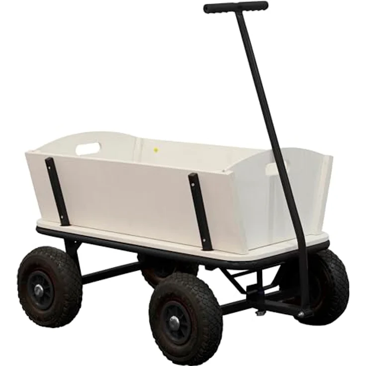 Ambia Garden Bollerwagen, Schwarz/Braun aus Holz/METALL, 95x97x61 cm, CE-zertifiziert, Kinderwagen für den Outdoor-Einsatz – Bild 1
