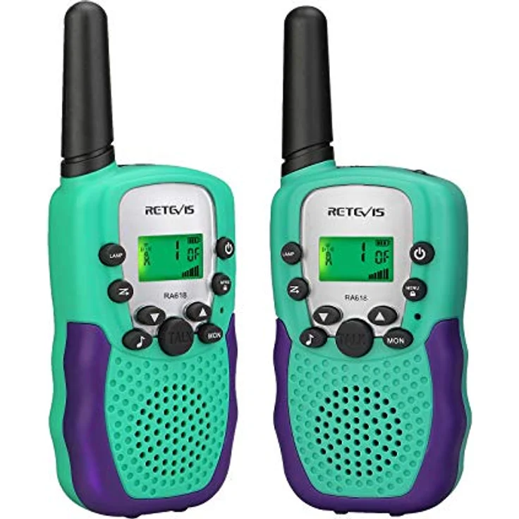 Retevis RA618 Walkie Talkies für Kinder, 8 Kanäle, VOX-Funktion, mit Taschenlampe, Grün, für Verstecken, Camping und Wandern (1 Paar) – Bild 1