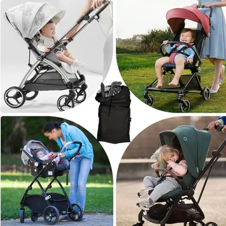 Wisebom Transporttasche für Kinderwagen, wasserdicht, 117 x 53 x 33 cm, für Flugreisen, schwarz – Bild 3