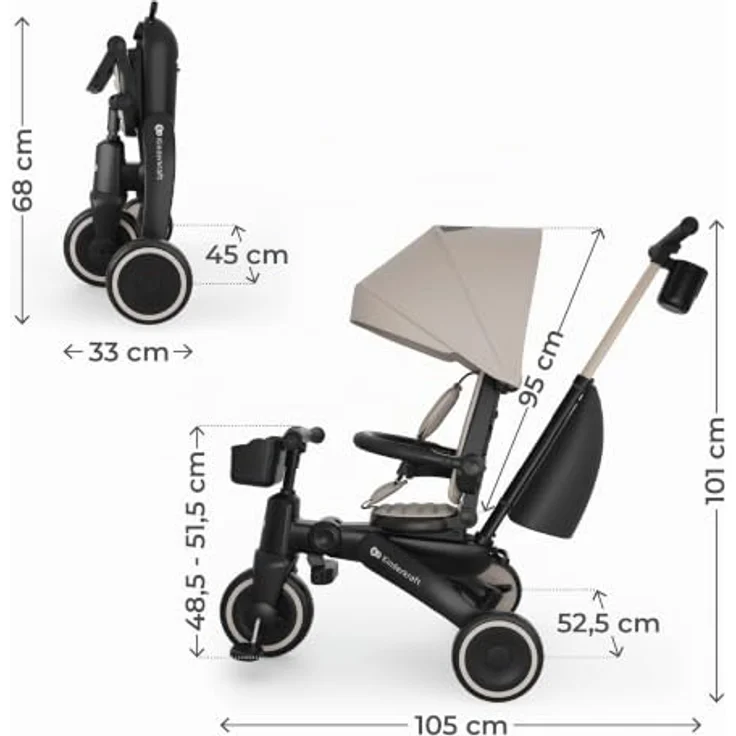 Kinderkraft Dreirad Jazz 3, 6-in-1 mit verstellbarem Sitz und wasserdichtem Sonnenschutz, geeignet von 9 Monaten bis 5 Jahren – Bild 19