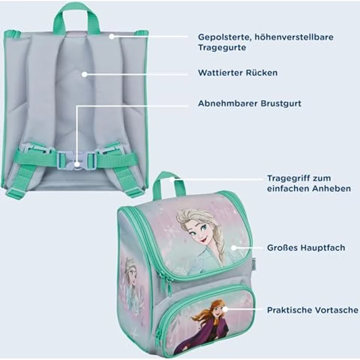 Scooli Vorschulranzen Cutie, Frozen, 6,5 l Volumen, gepolsterte Tragegurte, abnehmbarer Brustgurt – Bild 4