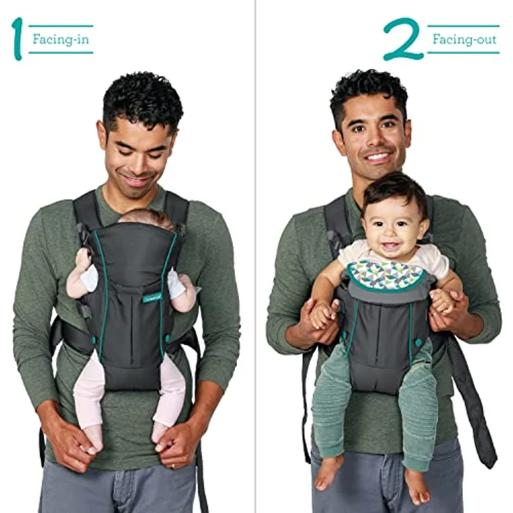 INFANTINO Swift Classic Carrier – ergonomische Babytrage mit 2 Tragepositionen und Tasche, graue verstellbare Babytrage mit Hüftsitz und Fronttasche zum Verstauen wichtiger Utensilien, 300105 – Bild 5
