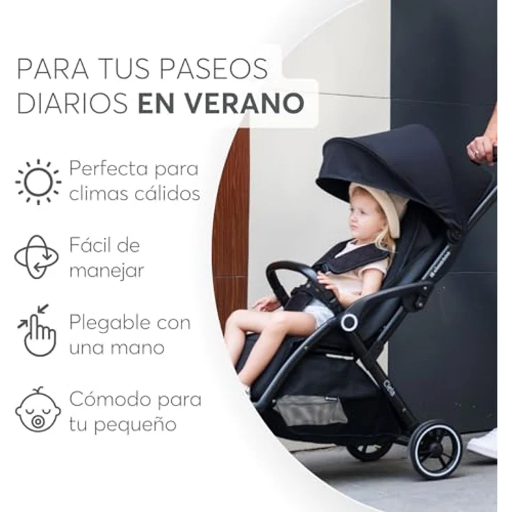 Kikka Boo Kinderwagen Buggy Ciela 22 kg faltbar 360-Grad-Drehung Vorderräder Gurt, beige – Bild 4