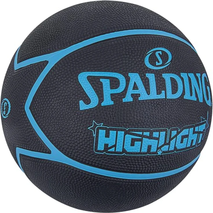 Spalding Highlight Ball 84356Z, Unisex Basketball in Schwarz, Größe 7 EU aus Gummi – Bild 1