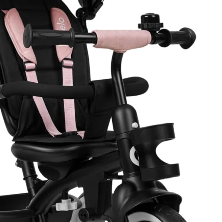 Lionelo Berry, Dreirad Pink Rose mit 360-Grad-Rotsitz, für Kinder von 9 Monaten bis 5 Jahren, verstellbarer Schiebegriff, wartungsfreie PU-Räder – Bild 3