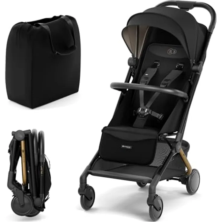Kinderkraft PILOT 2, Reisebuggy & Sportwagen in Midnight Black, Cabin Size bis 22 kg, nur 8 kg, inkl. Tragetasche und Tragegurt, mit Liegeposition und Gratis Mobilitätsgarantie
