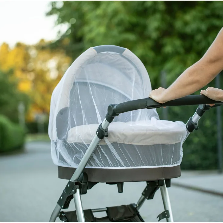 Windhager Kinderwagen-Insektenschutz, feinmaschig aus Polyester, BxH: 130x70 cm, hellgrau mit Gummizug