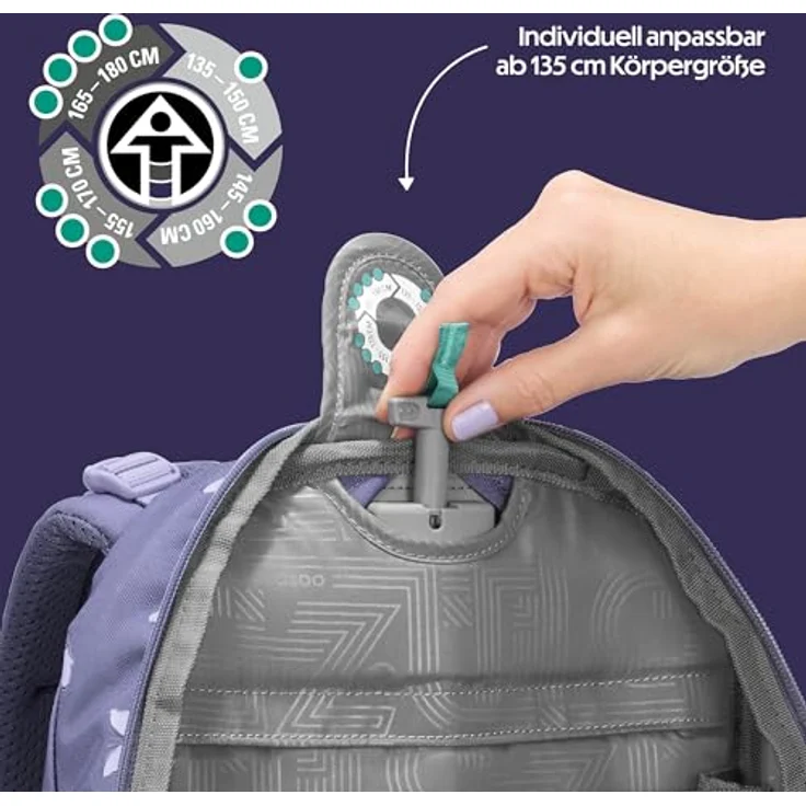 Coocazoo Mate Schulrucksack „Reflective Wings”, lila, reflektierend, ergonomisch, 30 Liter, höhen- & größenverstellbar, mit Brustgurt & Hüftgurt, für die 3. Klasse – Bild 5