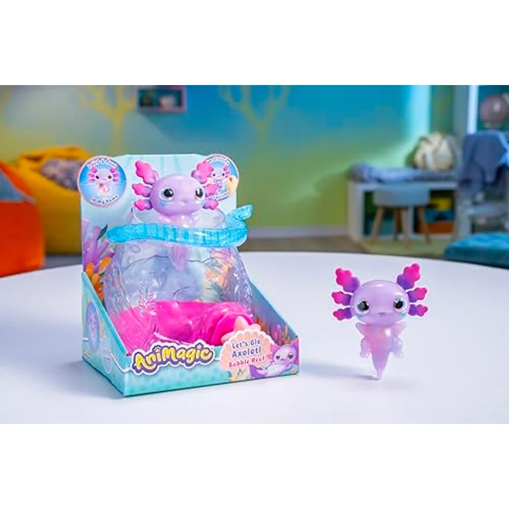 Animagic Let's Glo Axolotl Aquarium - Interaktives Spielzeug für Kinder ab 4 Jahren - Elektronisches Haustier mit magischem Leuchten - Inklusive Aquarium und einem Lila Axolotl – Bild 5
