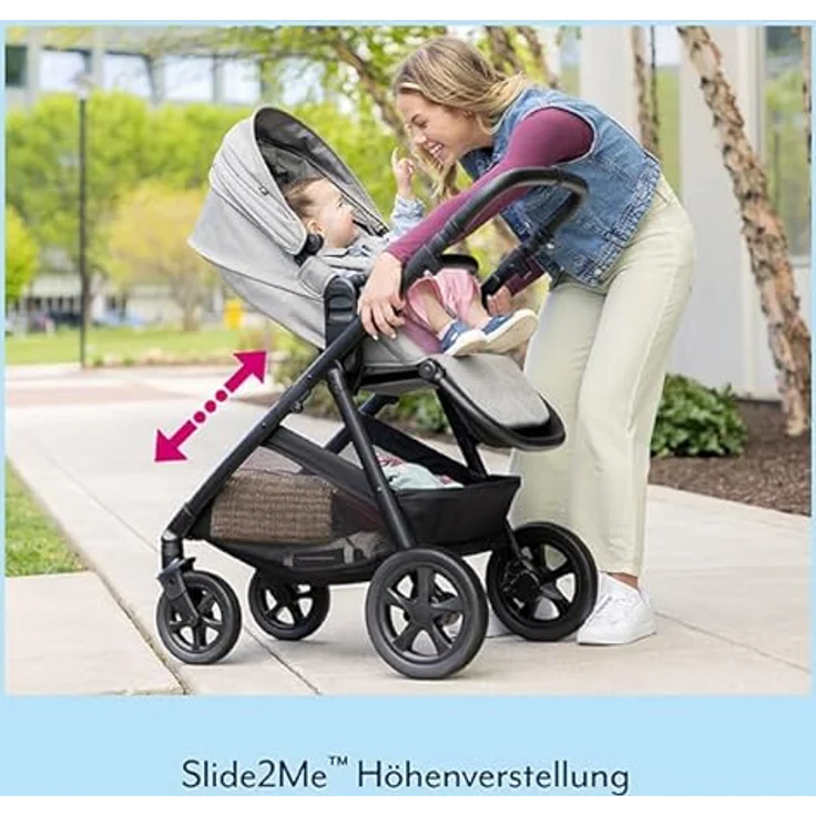 Graco 3in1 Kombi-Kinderwagen-Set Near2Me DLX, belastbar bis 22 kg, inkl. Babywanne, Babyschale SnugLite & Regenschutz, Farbe Midnight, mit Gratis Mobilitätsgarantie – Bild 6