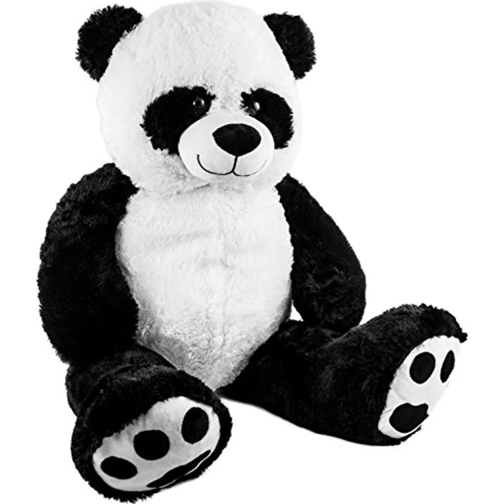 BRUBAKER XXL Panda 100 cm groß mit einem Liebste Mama der Welt Herz Stofftier Plüschtier Kuscheltier Teddybär, Schwarz – Bild 2