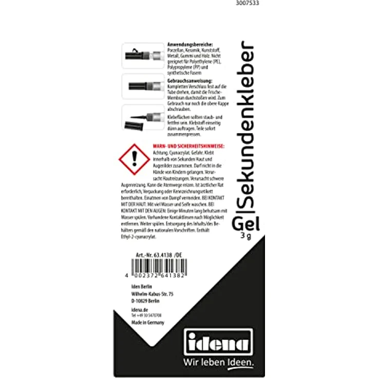 Idena - Sekundenkleber Gel, 3 g, Tube – Bild 5
