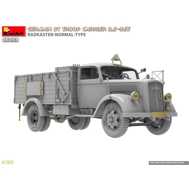 Mini Art Miniart 1:35 - German 3T Truck 3,6-36S Radkasten Normal Type, detaillierter Modellbausatz mit Truppenbänken für Wehrmacht-Transporter – Bild 10
