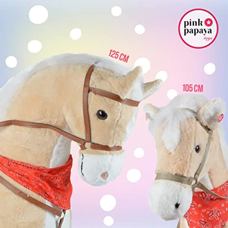 Pink Papaya Giant XXL Kinder Spielpferd zum Reiten Sternchen 125 cm | Plüschpferd | Fast lebensgroßes Pferd zum Reiten für Kinder | Stehpferd bis 100kg belastbar mit Sounds – Bild 6