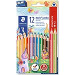 STAEDTLER Buntstift Noris jumbo, erhöhte Bruchfestigkeit, Dreikantform, ABS-System, attraktive Sternchenprägung, Bonuspack mit 12 brillanten Farben und einem Spitzer, 128 NC12P1